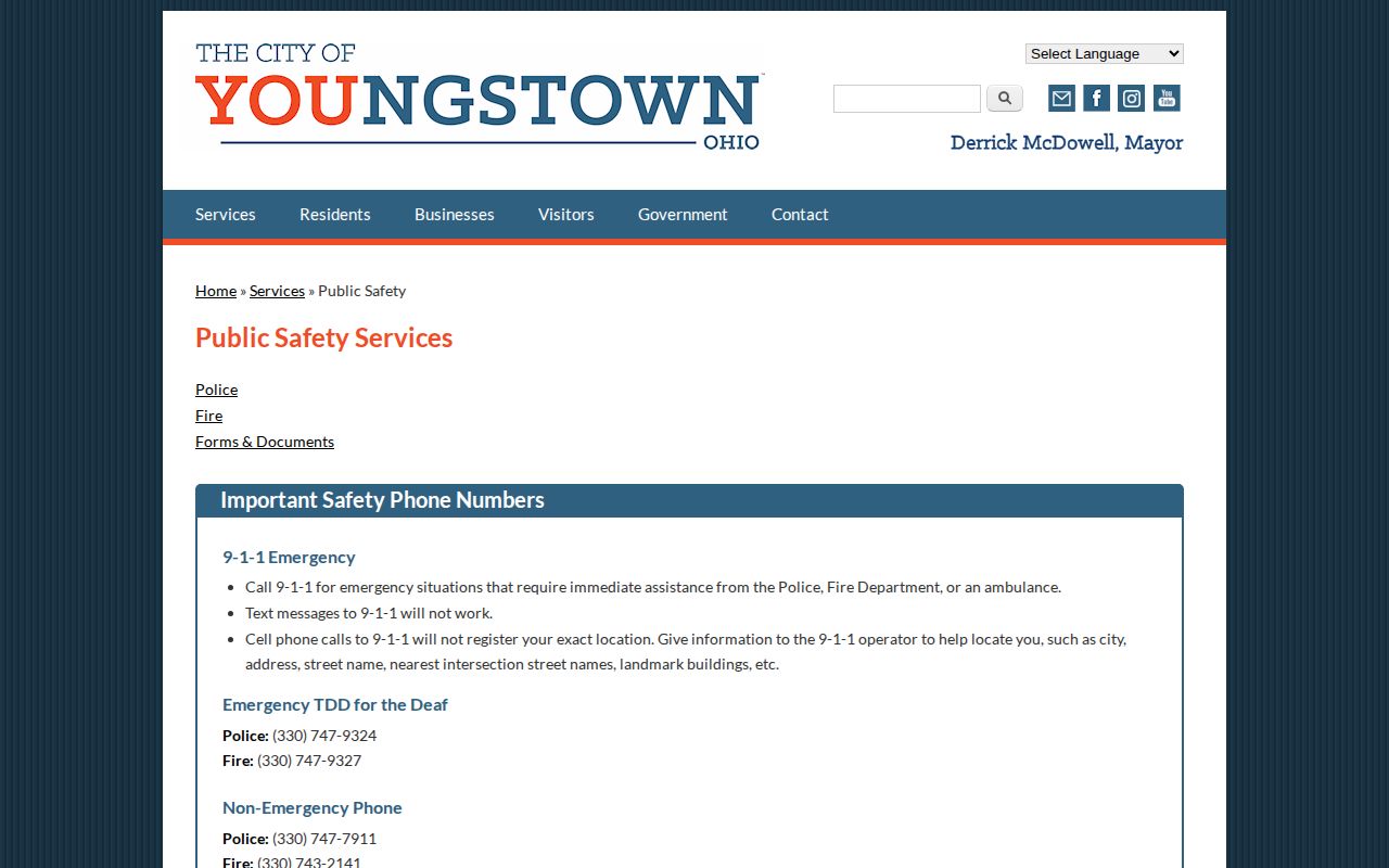 Youngstown Police public safety services reference image